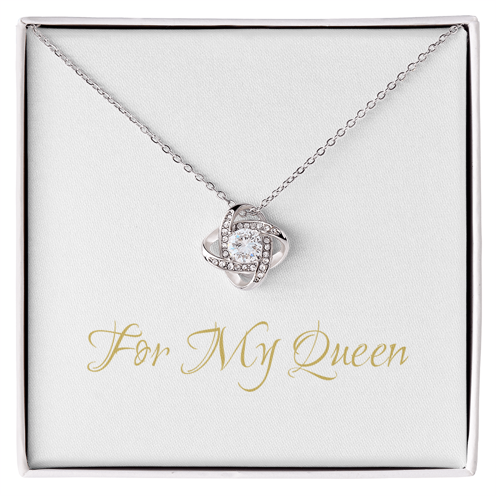 Collier nœud d’amour en or jaune 18K - Pendentif symbole d’amour éternel