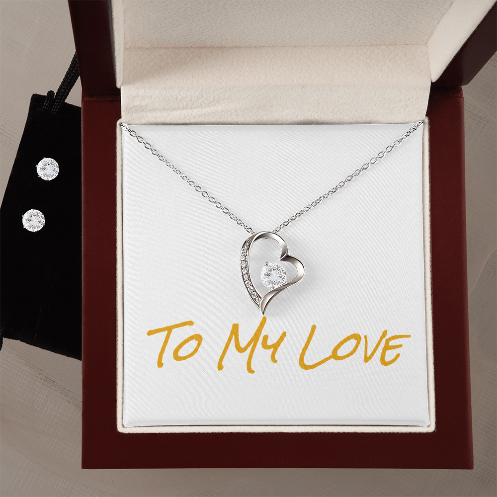 Ensemble bijoux Forever Love présenté dans son écrin cadeau élégant
