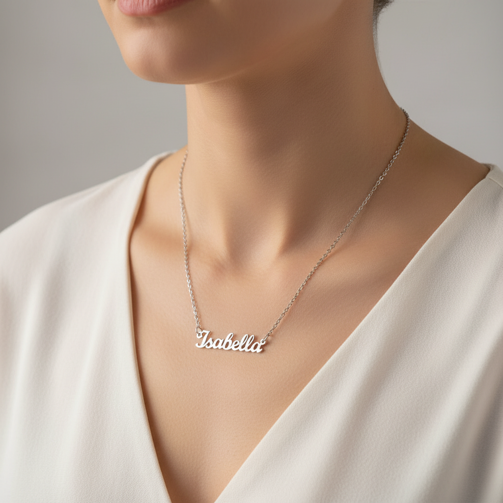  Collier prénom personnalisé en acier inoxydable, bijou sur-mesure avec nom