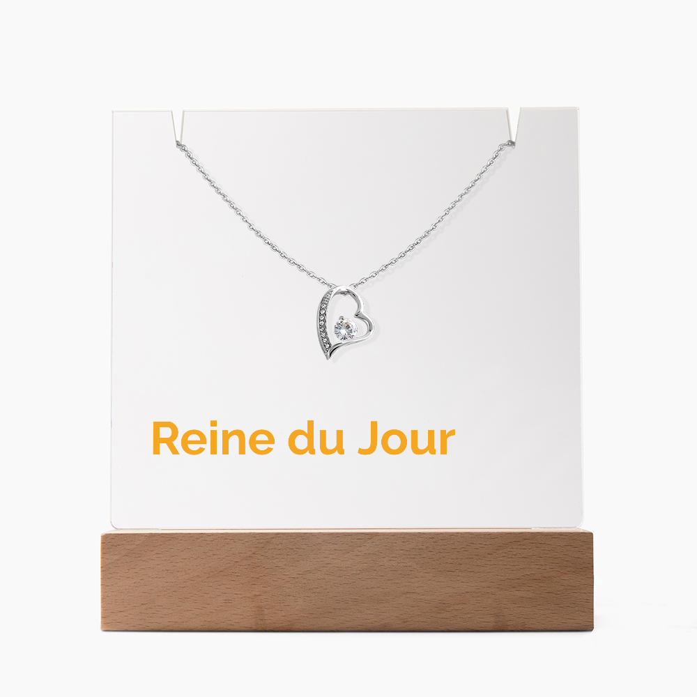 Boîte cadeau lumineuse LED avec collier cœur Forever Love, emballage cadeau élégant